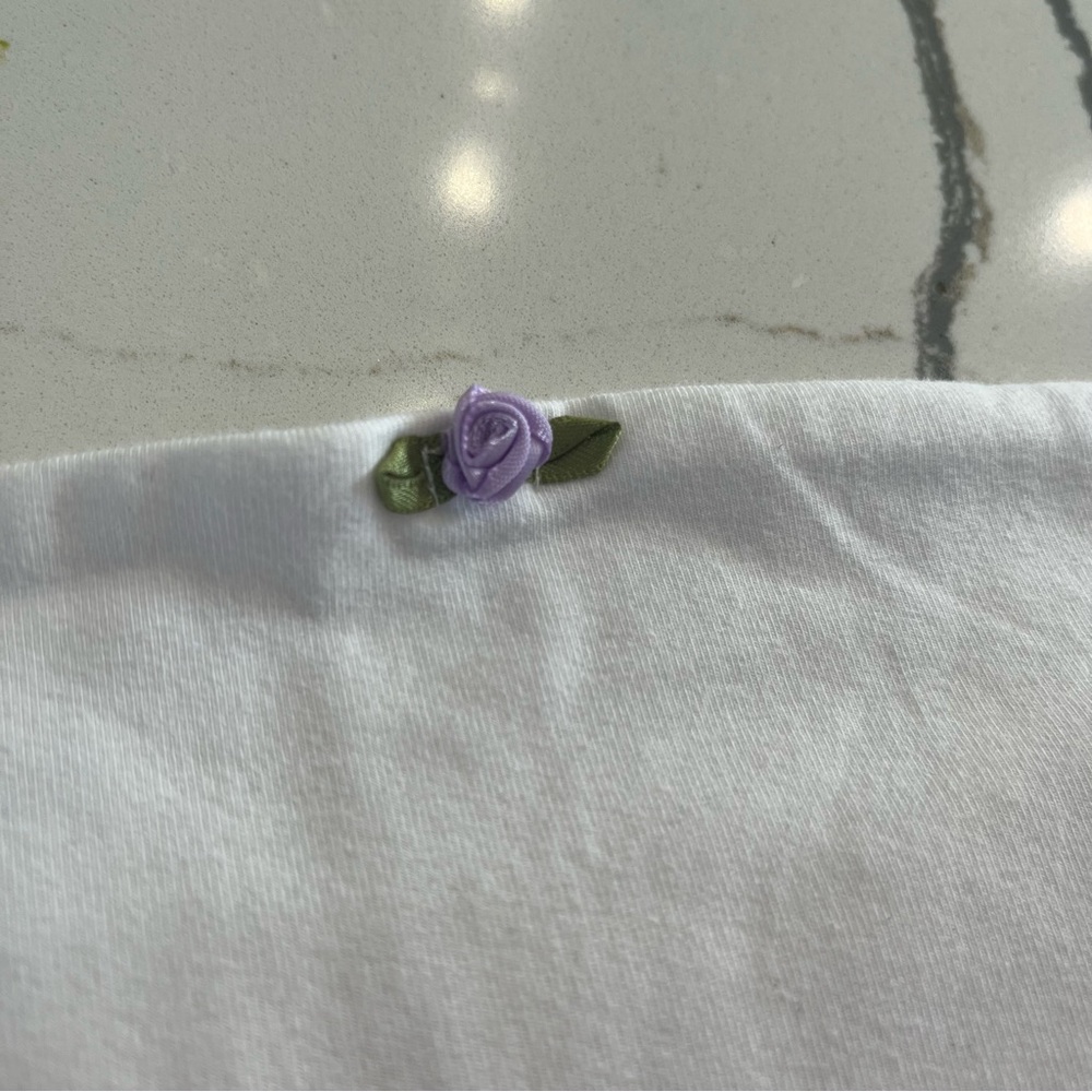 White Tube Top with Purple Floral Detail